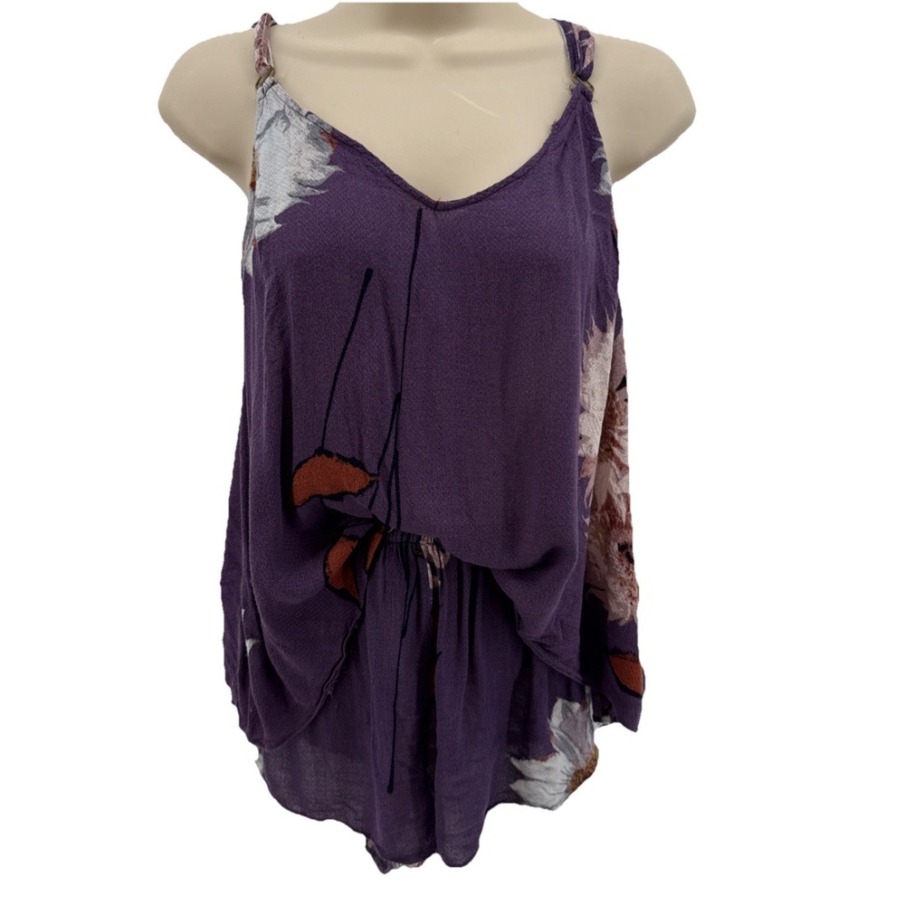 Midnight Bakery Women's 2‎ Piece Purple Floral Rayon Shortie Pajama Set Large